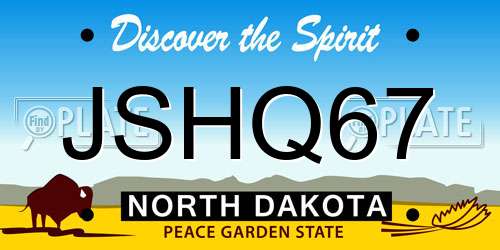JSHQ67 North Dakota License Plate