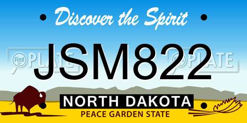 JSM822 North Dakota License Plate