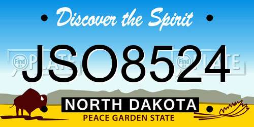 JSO8524 North Dakota License Plate