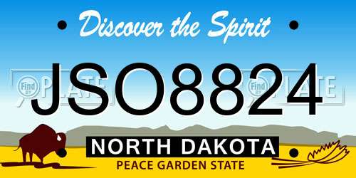 JSO8824 North Dakota License Plate