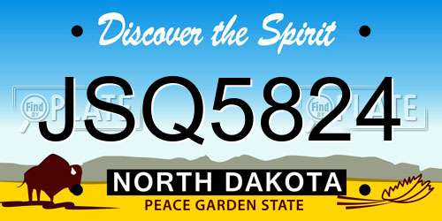 JSQ5824 North Dakota License Plate