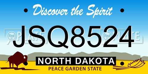 JSQ8524 North Dakota License Plate