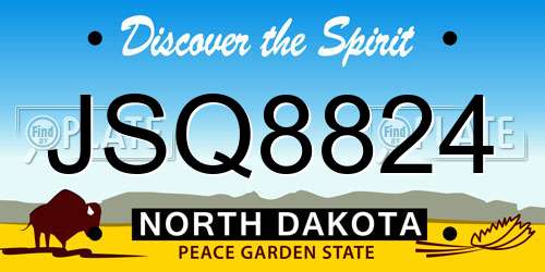 JSQ8824 North Dakota License Plate
