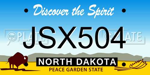 JSX504 North Dakota License Plate