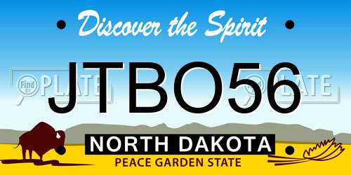JTBO56 North Dakota License Plate
