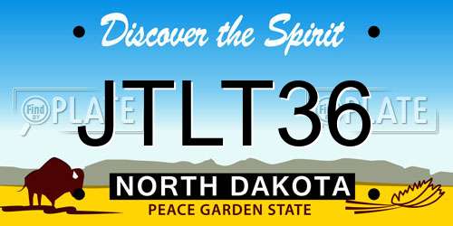 JTLT36 North Dakota License Plate
