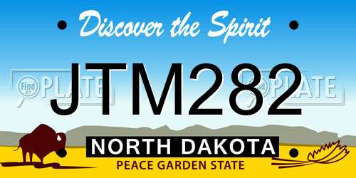 JTM282 North Dakota License Plate