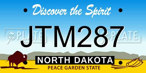 JTM287 North Dakota License Plate