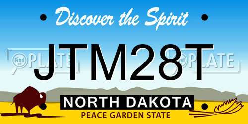 JTM28T North Dakota License Plate