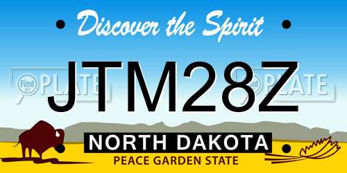 JTM28Z North Dakota License Plate