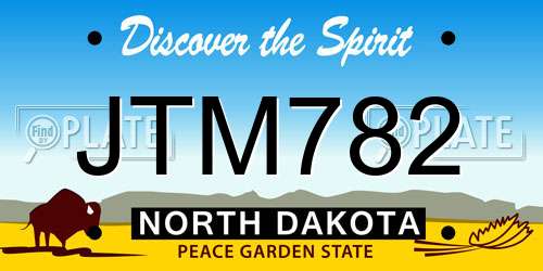 JTM782 North Dakota License Plate
