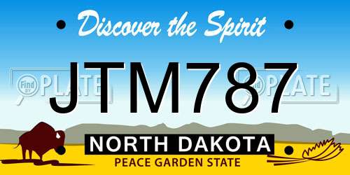 JTM787 North Dakota License Plate