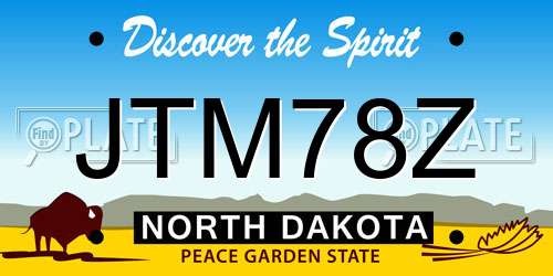 JTM78Z North Dakota License Plate