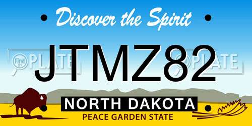 JTMZ82 North Dakota License Plate