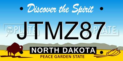 JTMZ87 North Dakota License Plate