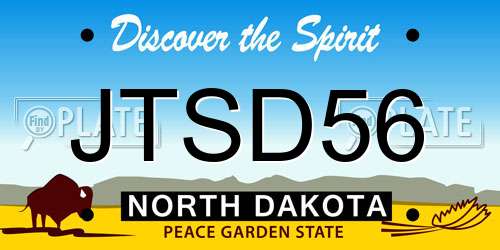 JTSD56 North Dakota License Plate
