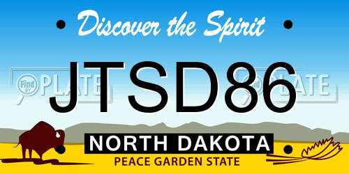 JTSD86 North Dakota License Plate