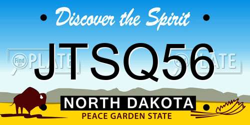 JTSQ56 North Dakota License Plate