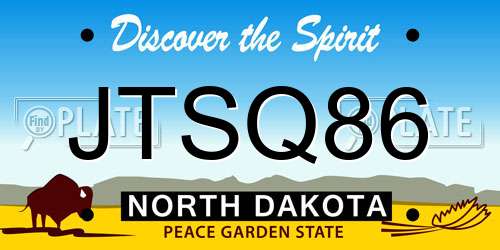 JTSQ86 North Dakota License Plate