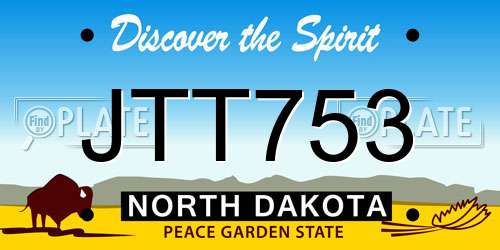 JTT753 North Dakota License Plate