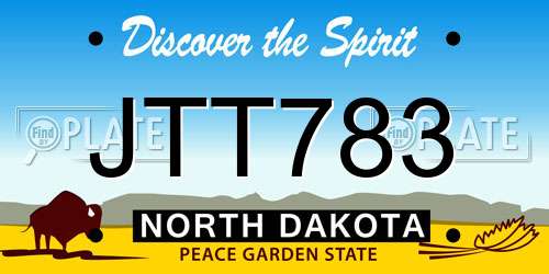 JTT783 North Dakota License Plate