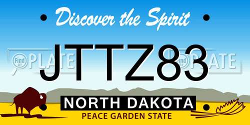 JTTZ83 North Dakota License Plate