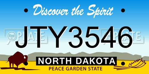 JTY3546 North Dakota License Plate