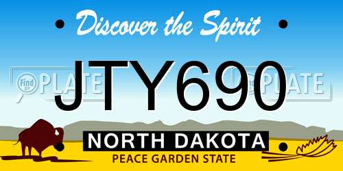 JTY690 North Dakota License Plate