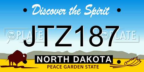JTZ187 North Dakota License Plate