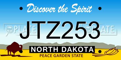 JTZ253 North Dakota License Plate