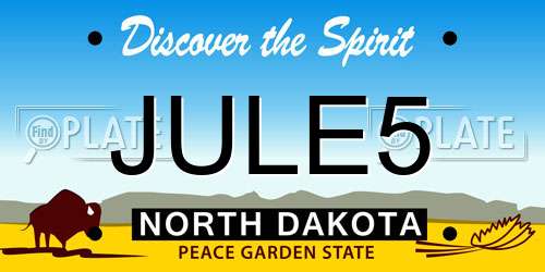 JULE5 North Dakota License Plate