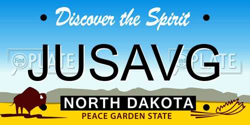 JUSAVG North Dakota License Plate
