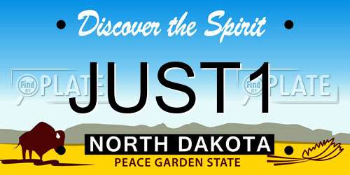 JUST1 North Dakota License Plate