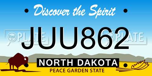 JUU862 North Dakota License Plate