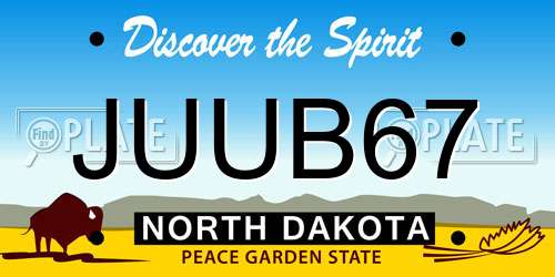 JUUB67 North Dakota License Plate