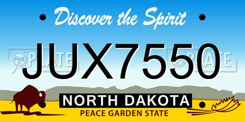 JUX7550 North Dakota License Plate