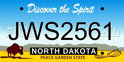 JWS2561 North Dakota License Plate