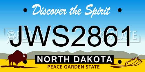 JWS2861 North Dakota License Plate