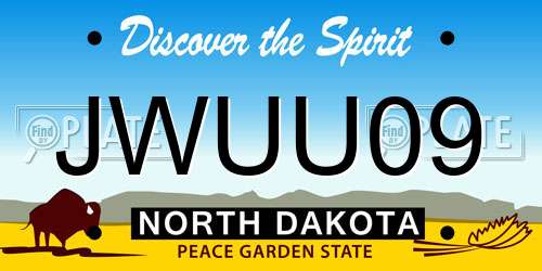 JWUU09 North Dakota License Plate