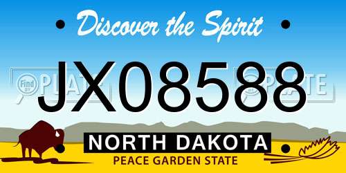 JX08588 North Dakota License Plate