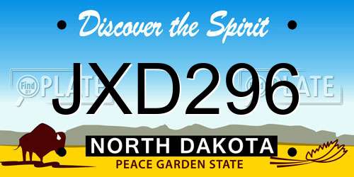 JXD296 North Dakota License Plate