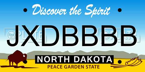 JXDBBBB North Dakota License Plate