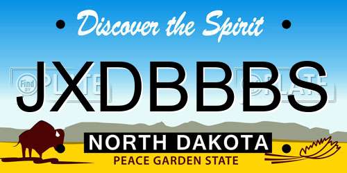 JXDBBBS North Dakota License Plate