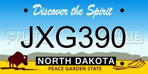 JXG390 North Dakota License Plate
