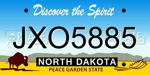 JXO5885 North Dakota License Plate