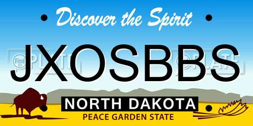 JXOSBBS North Dakota License Plate