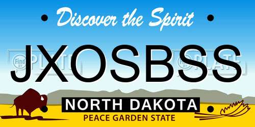 JXOSBSS North Dakota License Plate