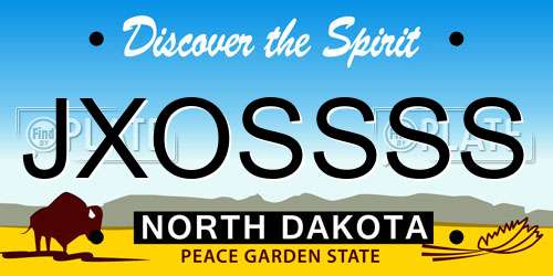 JXOSSSS North Dakota License Plate