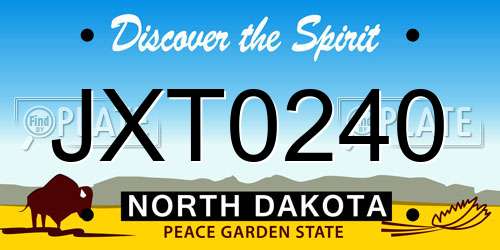 JXT0240 North Dakota License Plate