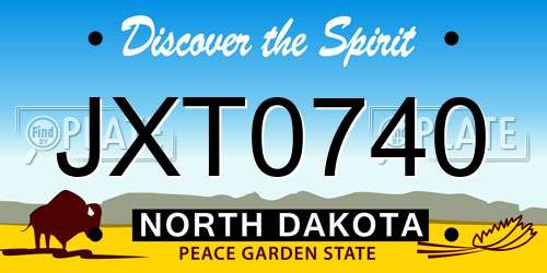 JXT0740 North Dakota License Plate